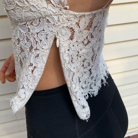 Zara white lace top, side zipper, thin straps, size XS - Picture 5 of 6